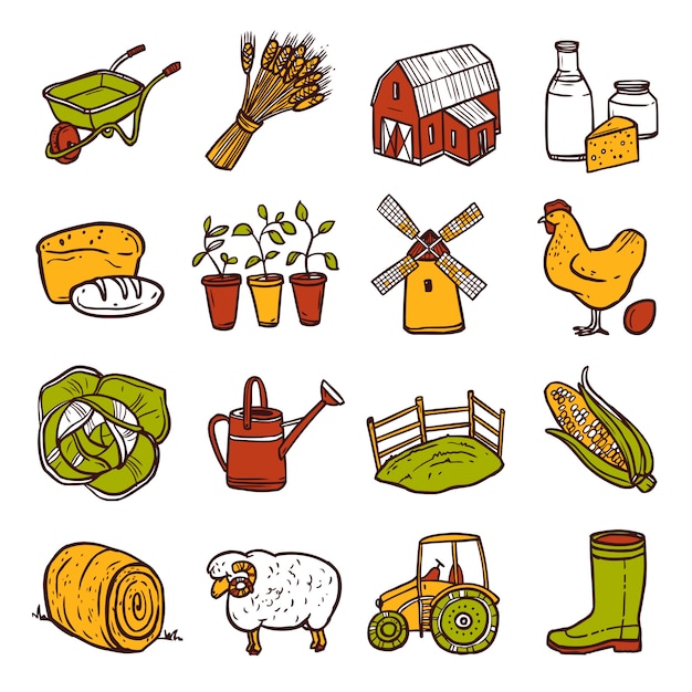 Free vector agriculture icons set