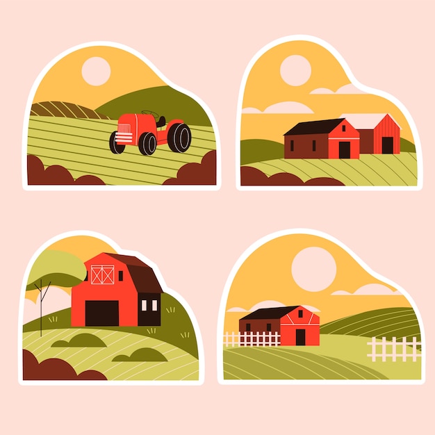 Agriculture life sticker set