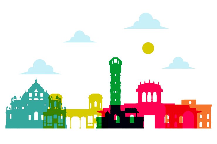 Free Vector ahmedabad skyline