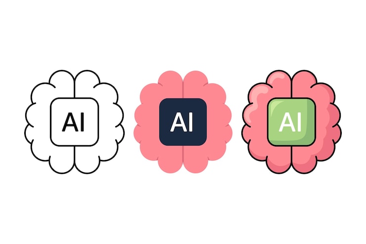 Free Vector ai brain chip multiple styles set