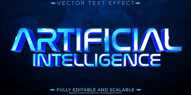 Эффект текста AI Tech редактируемый искусственный и футуристический настраиваемый стиль шрифта