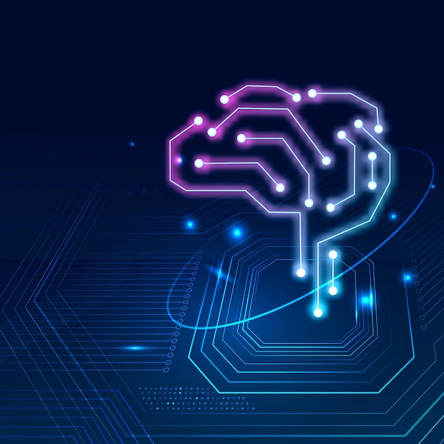 AI технологии мозг фон вектор концепция цифровой трансформации