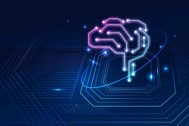 AI технологии мозг фон вектор концепция цифровой трансформации