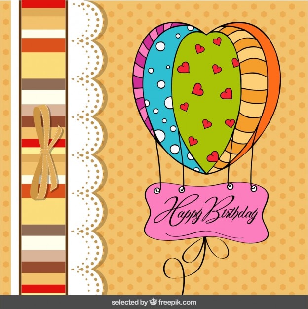 Free vector air balloon birthday card