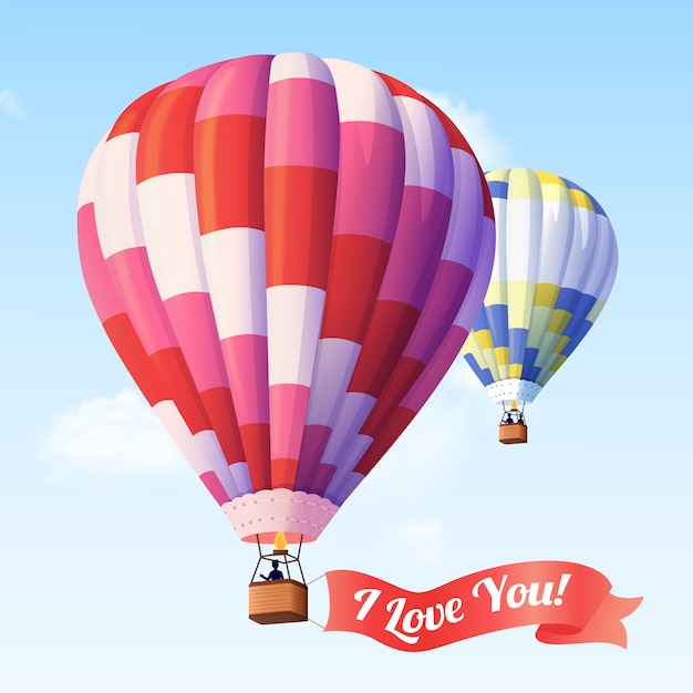 Vettore gratuito air balloon with ribbon