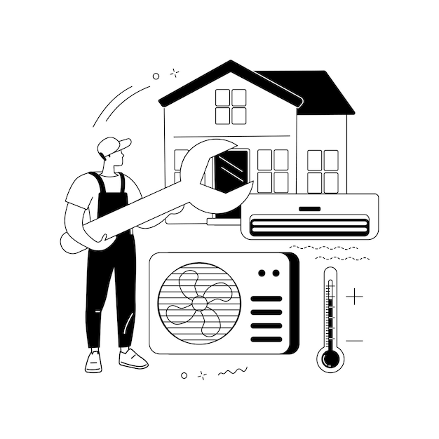 Air conditioning abstract concept vector illustration indoors air conditioning smart cooling system repair and maintenance service local heating energy saving solution abstract metaphor