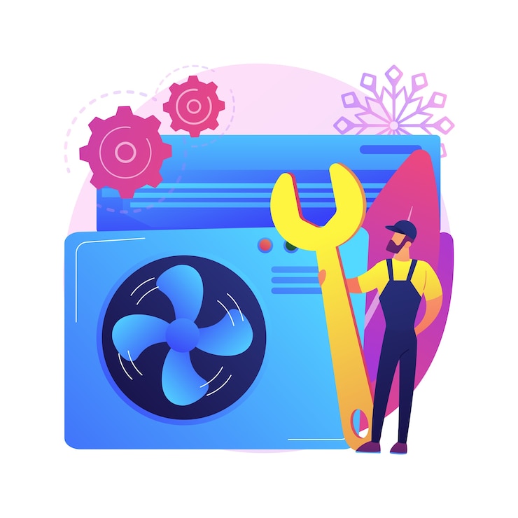 Free Vector air conditioning and refrigeration services abstract concept   illustration. installation, repair and maintenance of air conditioners, climate control systems equipment