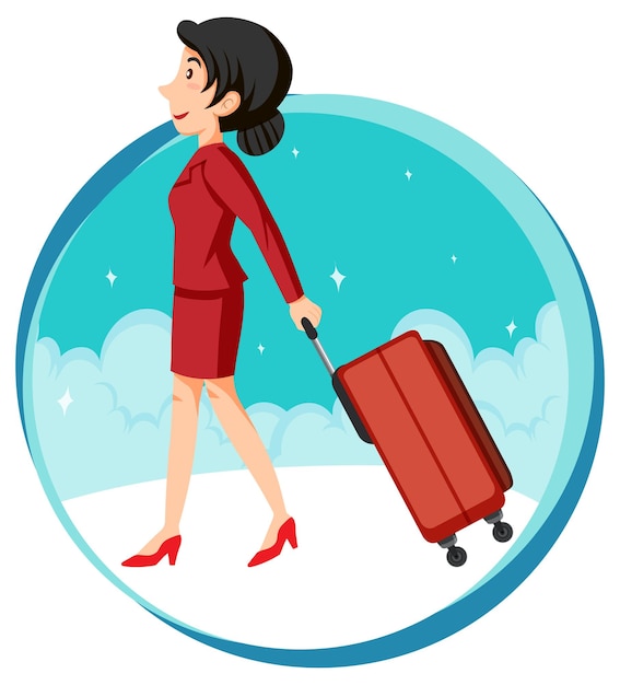 Free vector air hostess travel holiday theme with luggage