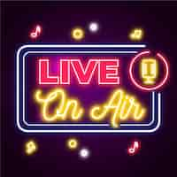 Free vector on air neon frame with microphone