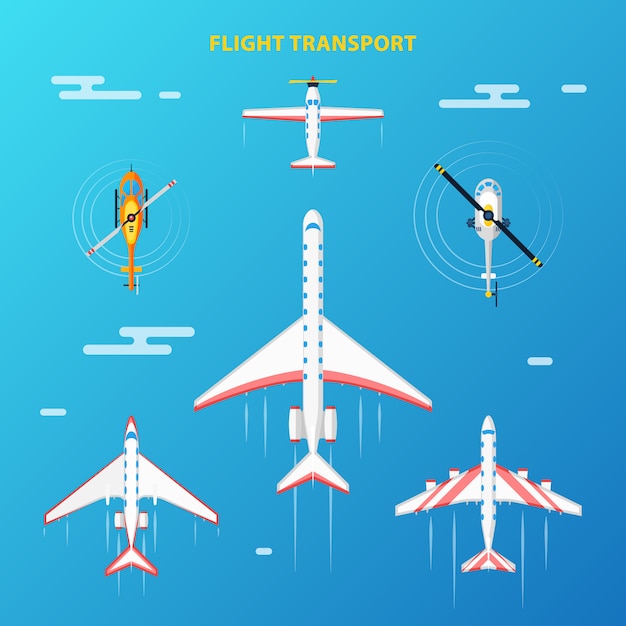 Free vector air transport airport elements set