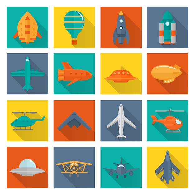 Воздушный транспорт коллекция иконок