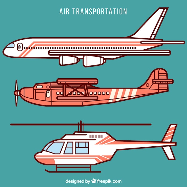 Бесплатное векторное изображение Транспорт коллекция воздуха