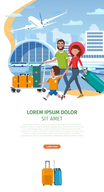 Airline company cartoon vector website template