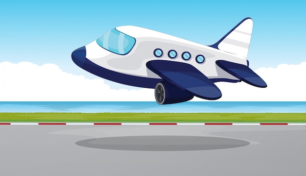 Бесплатное векторное изображение Самолет вылетает из взлетно-посадочной полосы