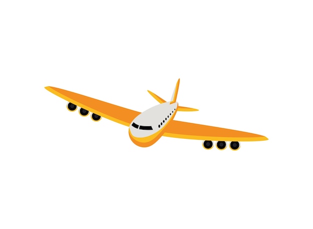 airplane flying yellow icon isolated