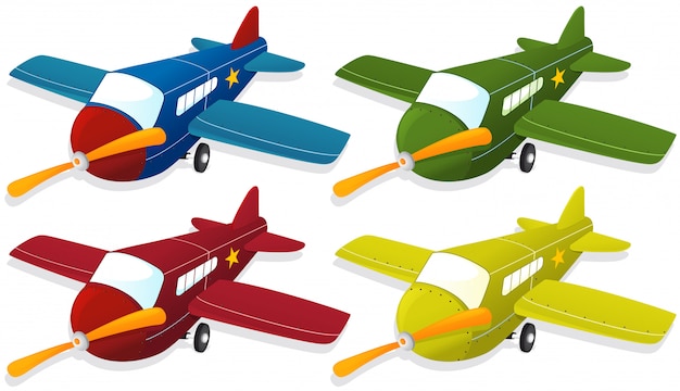 Free Vector airplane in four different colors