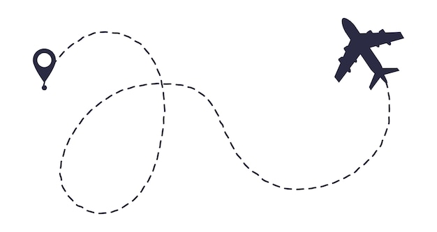 Premium Vector | Airplane line path route. start point and dash line trace.