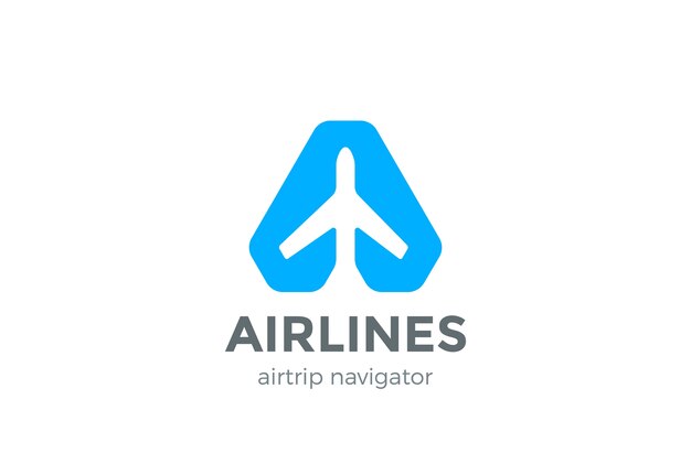 Airplane Navigator Pointer Logo icon. Negative space style.