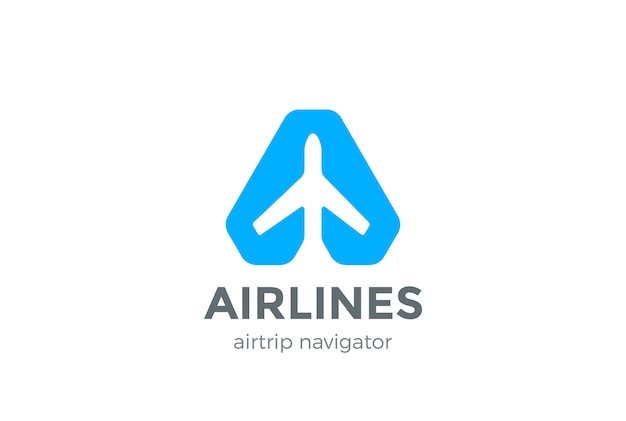 Airplane Navigator Pointer Logo icon. Negative space style.