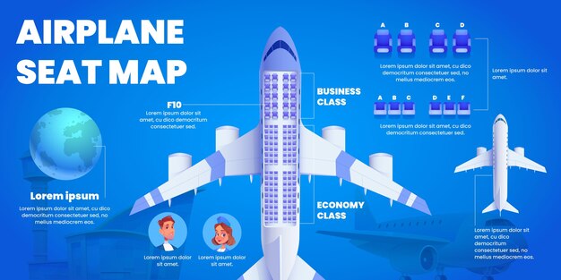 Airplane seat map illustrated