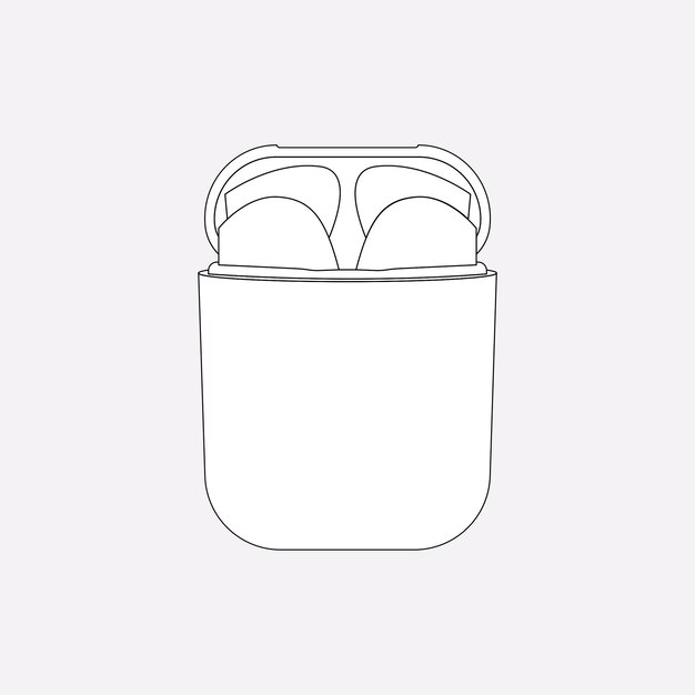 AirPods outline, white case, entertainment device vector illustration