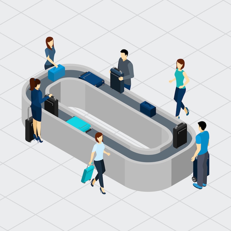 Free Vector airport conveyor line illustration 