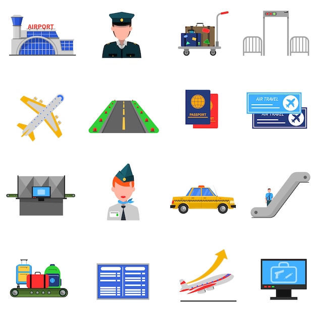 Airport icons set