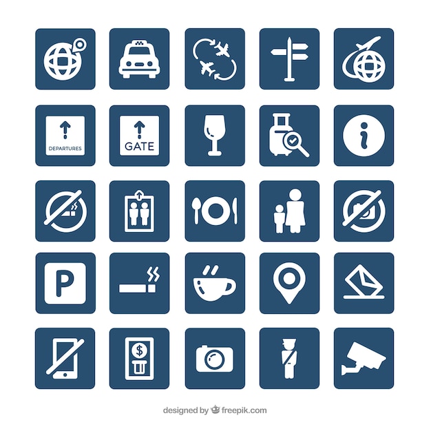 Free vector airport icons set