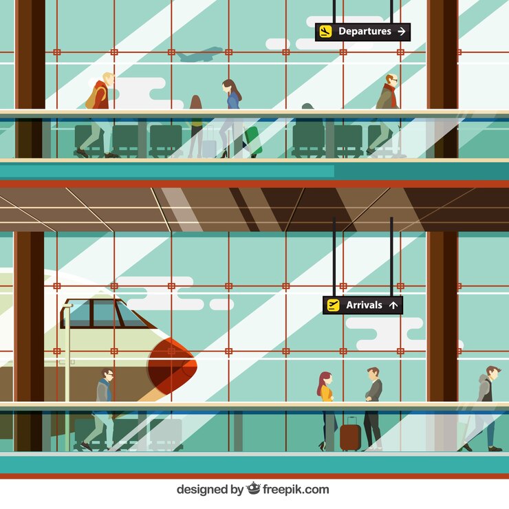 मुफ़्त वेक्टर airport illustation with people