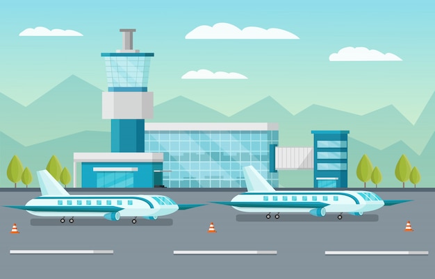 Vettore gratuito illustrazione dell'aeroporto