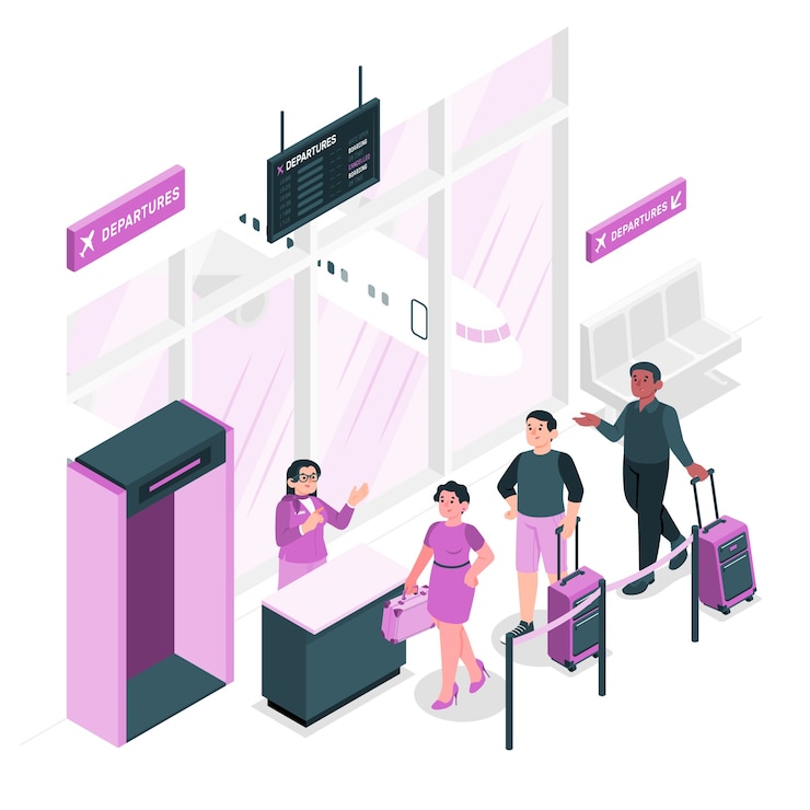 Free Vector airport queue concept illustration