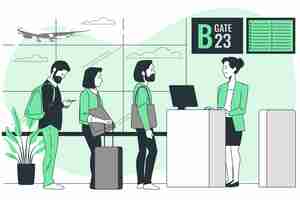 Free vector airport queue concept illustration