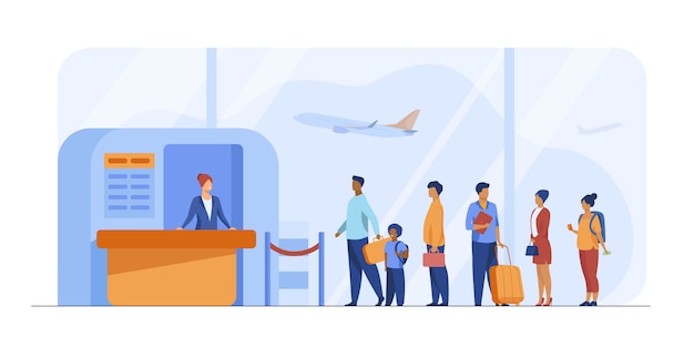 Free vector airport queue vector illustration