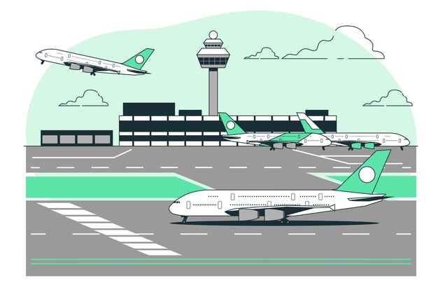 Free vector airport runway concept illustration
