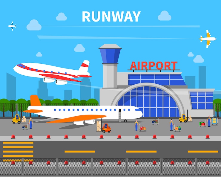 Free Vector airport runway illustration
