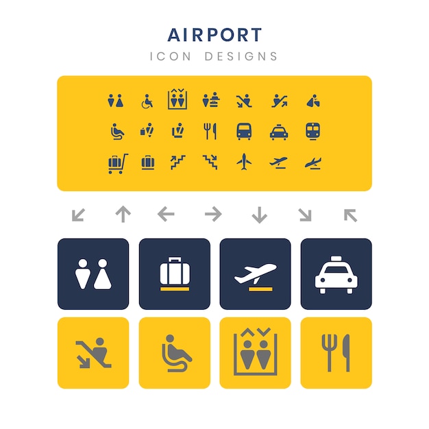 Airport service signs vector set