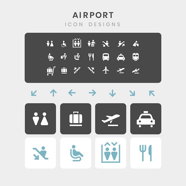 Airport service signs vector set