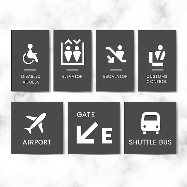 Airport Signs Icon Vector Set