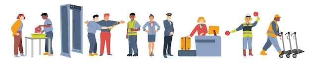 Airport staff pilot stewardess security workers