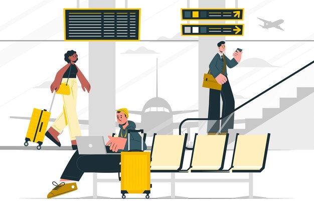 Airport terminal concept illustration