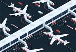 Vettore gratuito composizione dei jet del terminal dell'aeroporto
