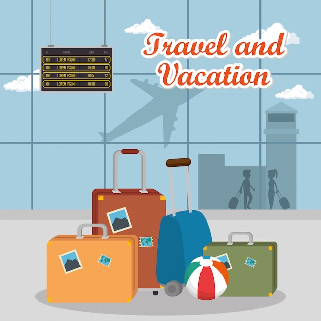 Free vector airport terminal travel scene