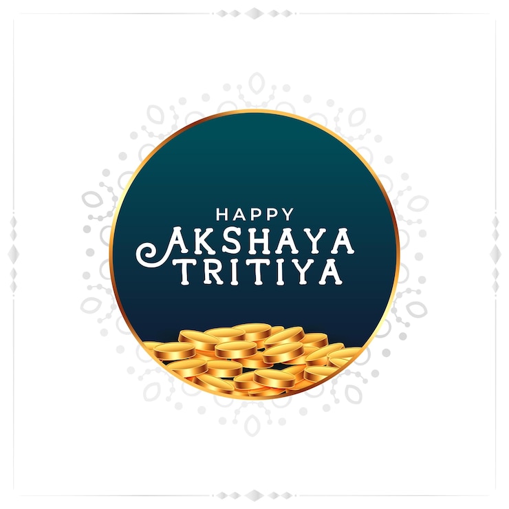 मुफ़्त वेक्टर akshaya tritiya festival greeting with golden coins