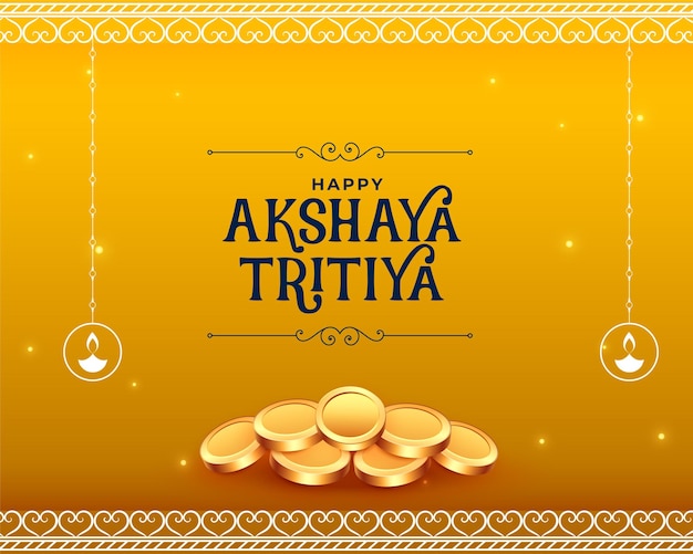 無料ベクター akshayatritiyaゴールデンカードとゴールデンコイン