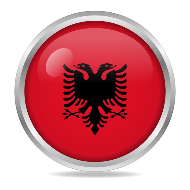 Albania Flag Gradient Button Circle