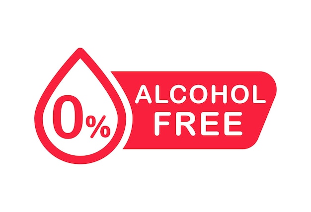 アルコールフリーのアイコン。アルコールのロゴはありません。ゼロパーセントアルコール記号。ベクトルイラスト。