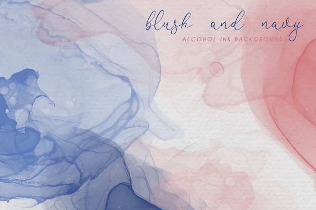 Free vector alcohol ink background in blush and navy colors