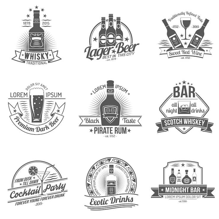 Free Vector alcohol label set