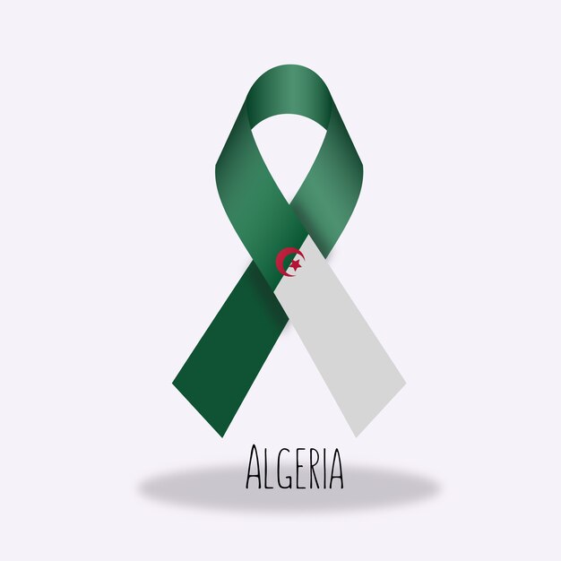 Algeria flag ribbon design