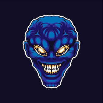 Alien head vector illustration, suitable for t-shirt, print, and merchandise product